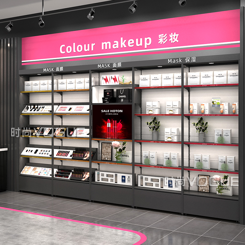 化妝品店貨架_靠墻當面貨架